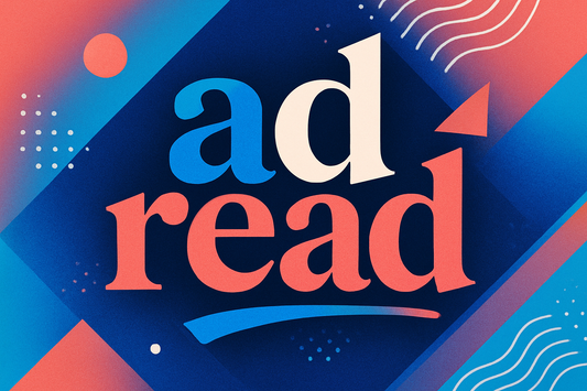 A stylized image that says ad read